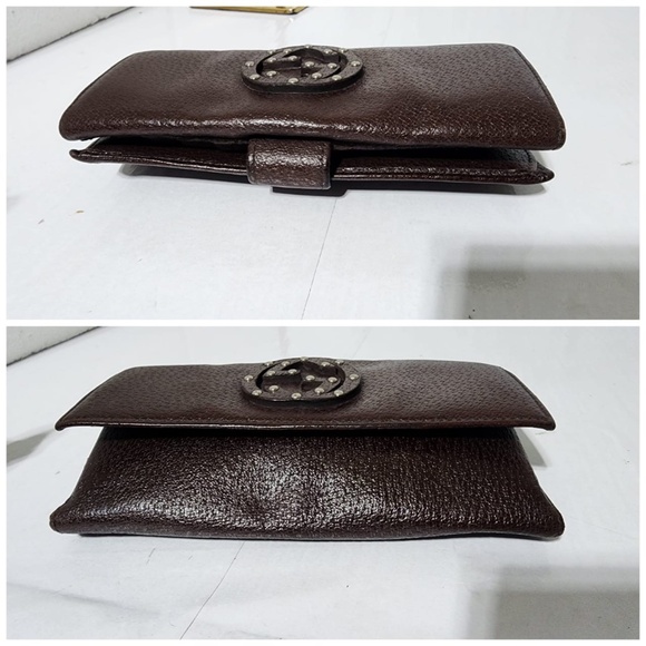 Authentic Gucci Interlocking G Logo Leather Continental Wallet Brown - Picture 6 of 13